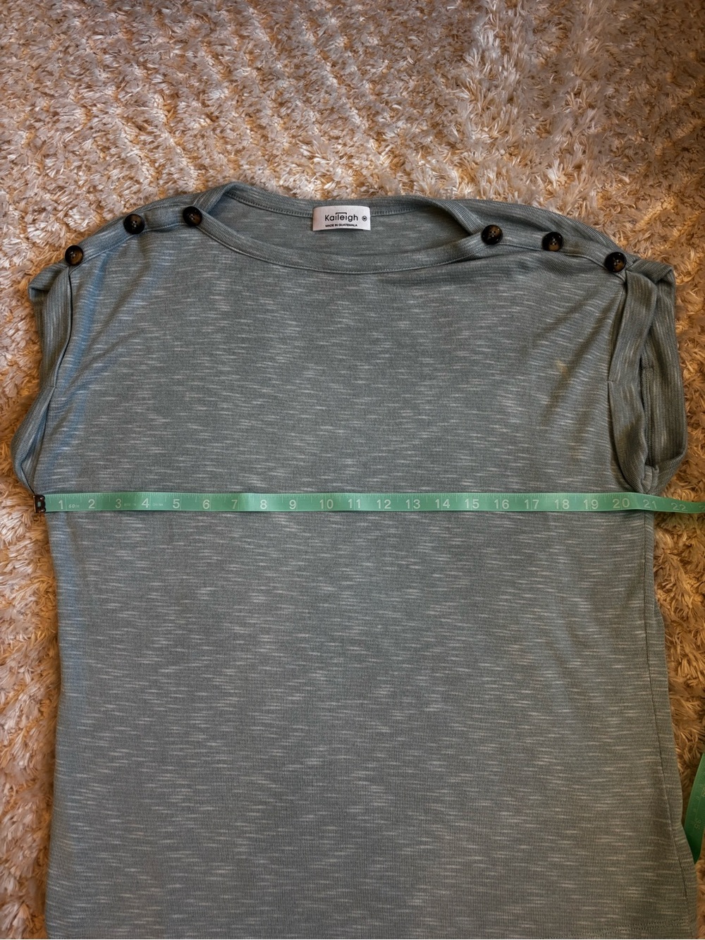 Kaileigh Mercy Light Sage Button-Shoulder Knit Short Sleeve Top - Picture 8 of 9
